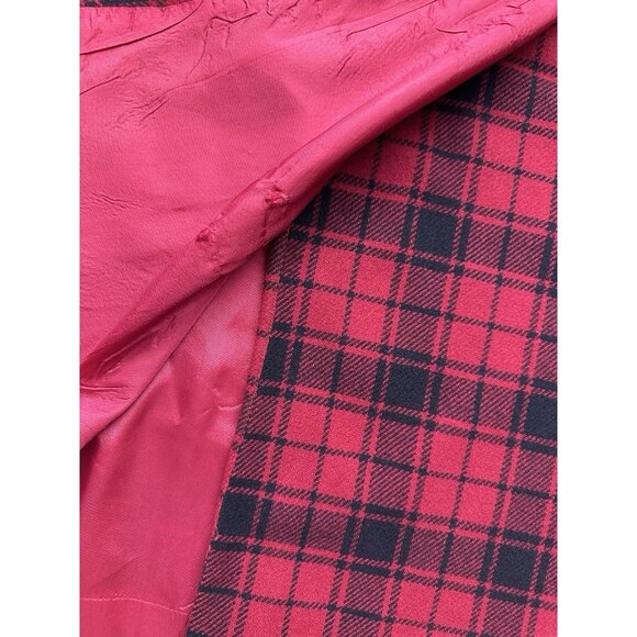 Breeches Plaid Wrap Skirt 100% Wool Fringe Trim Midi Vintage Made In USA Red 4 - Picture 2 of 10